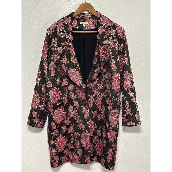 For Love & Lemons Luella Whimsigoth Dark Romantic Coat M Black Pink Gld Vampcore - Picture 1 of 15